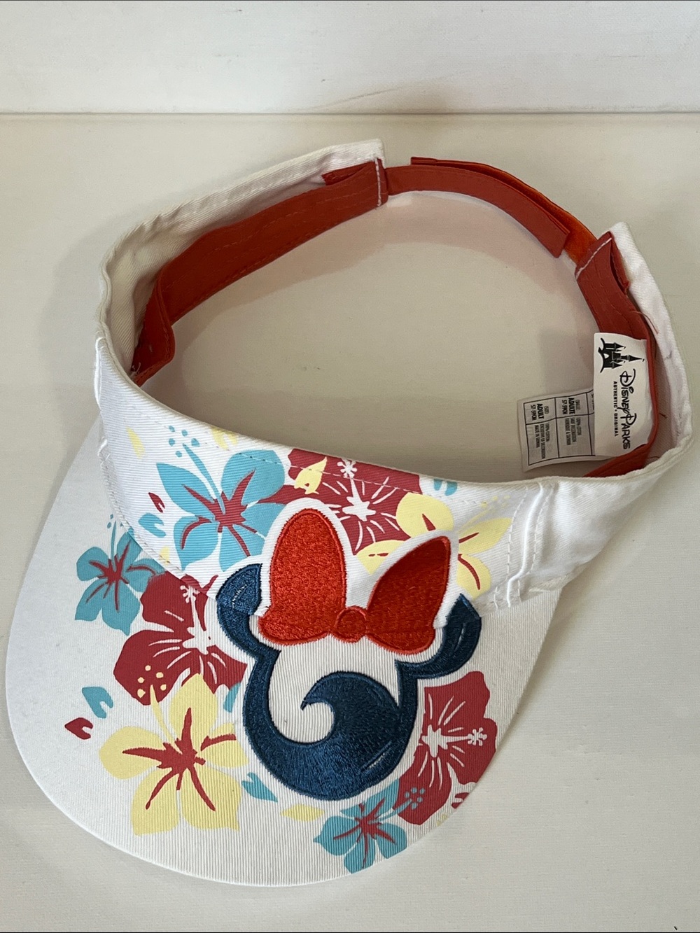 Disney Parks Floral Embroidered Minnie Mouse Visor White Floral Visor